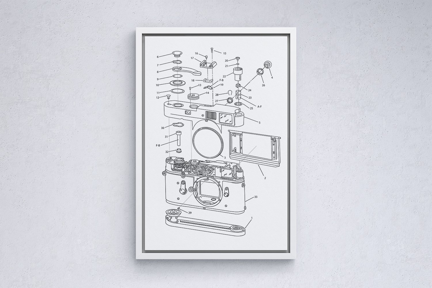 Leica poster M2 exploded view